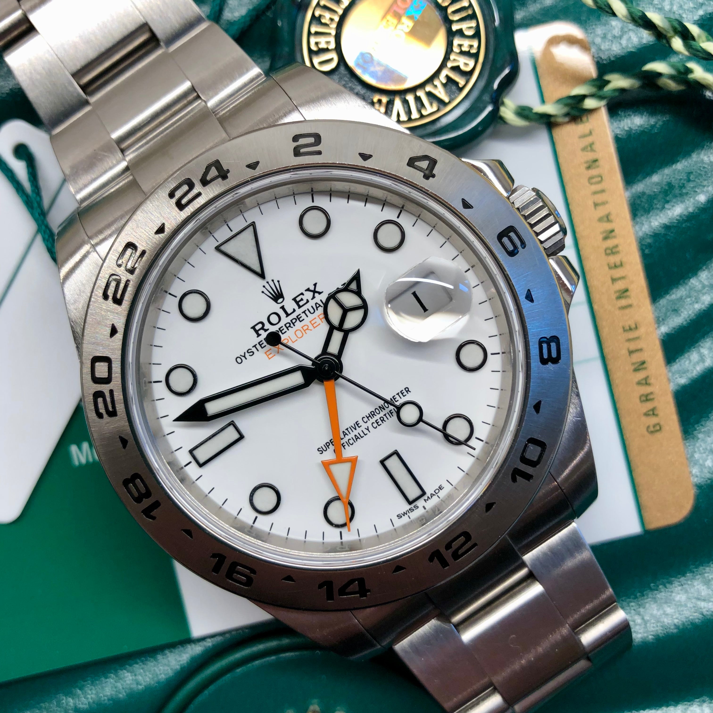 2018 Rolex Explorer II 216570 White Steel GMT Oyster Perpetual