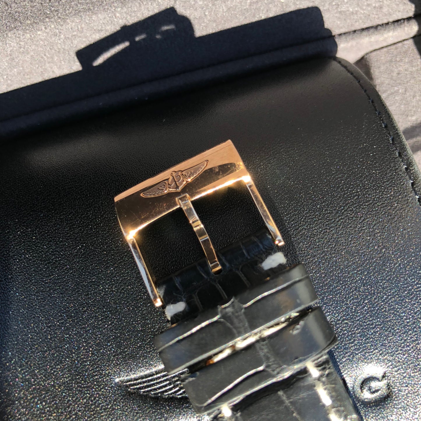 Breitling Transocean RB015212 18K Rose Gold Chronograph Black Dial Wristwatch Box Papers - Hashtag Watch Company
