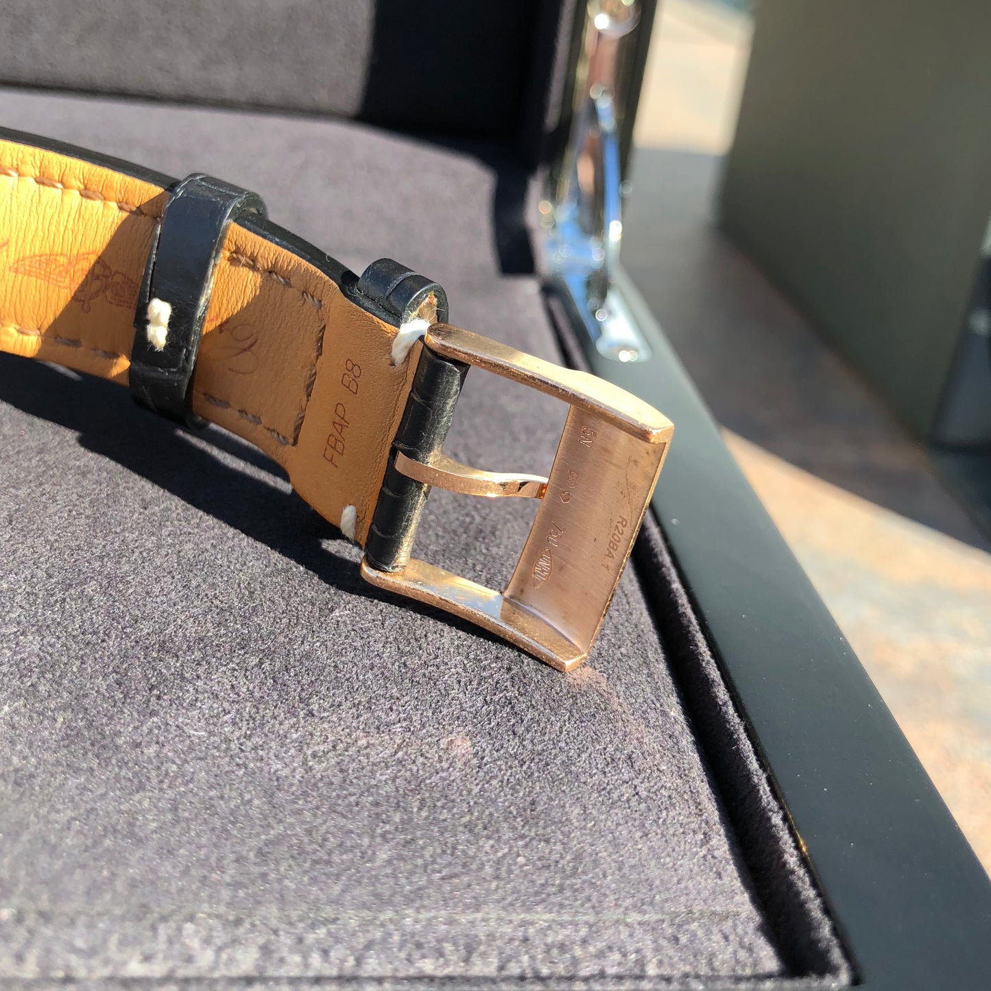 Breitling Transocean RB015212 18K Rose Gold Chronograph Black Dial Wristwatch Box Papers - Hashtag Watch Company
