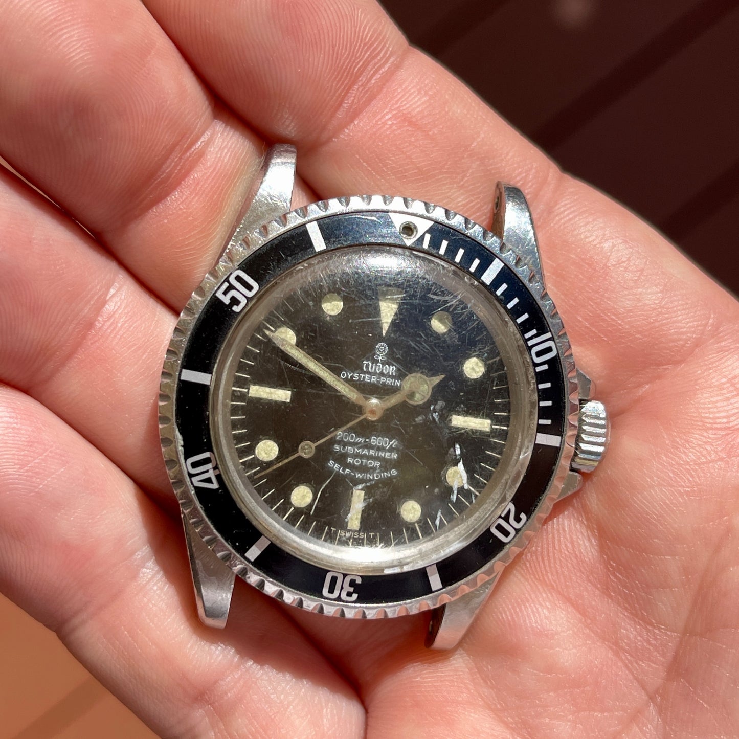 1967 Vintage Tudor Submariner 7928 Oyster Prince Small Rose Automatic Fat Font Wristwatch "Barn Find" - Hashtag Watch Company