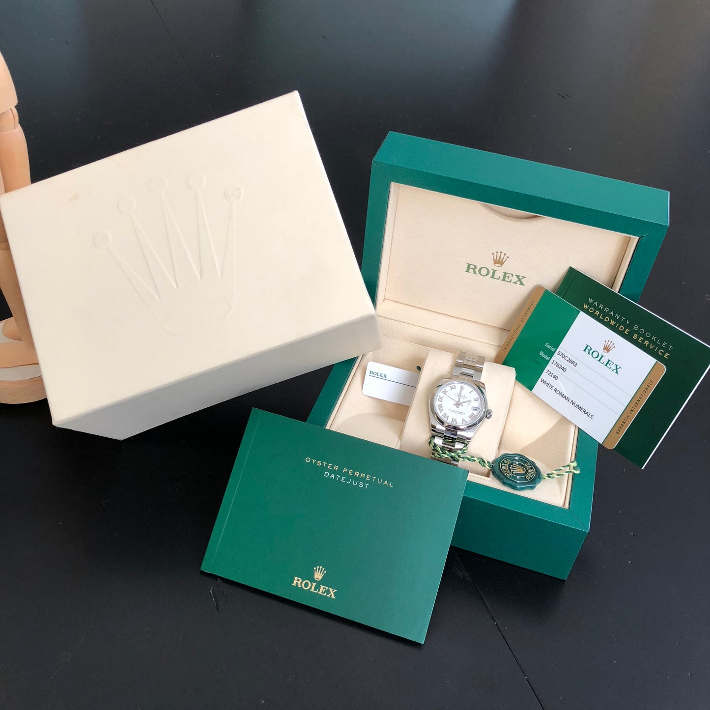 Rolex Datejust 178240 Ladies Steel 31mm Midsize White Roman Wristwatch Box Papers - Hashtag Watch Company