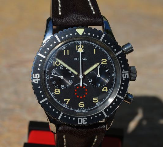 Vintage Bulova Marine Star Steel Chronograph Valjoux 7731 Wristwatch - Hashtag Watch Company