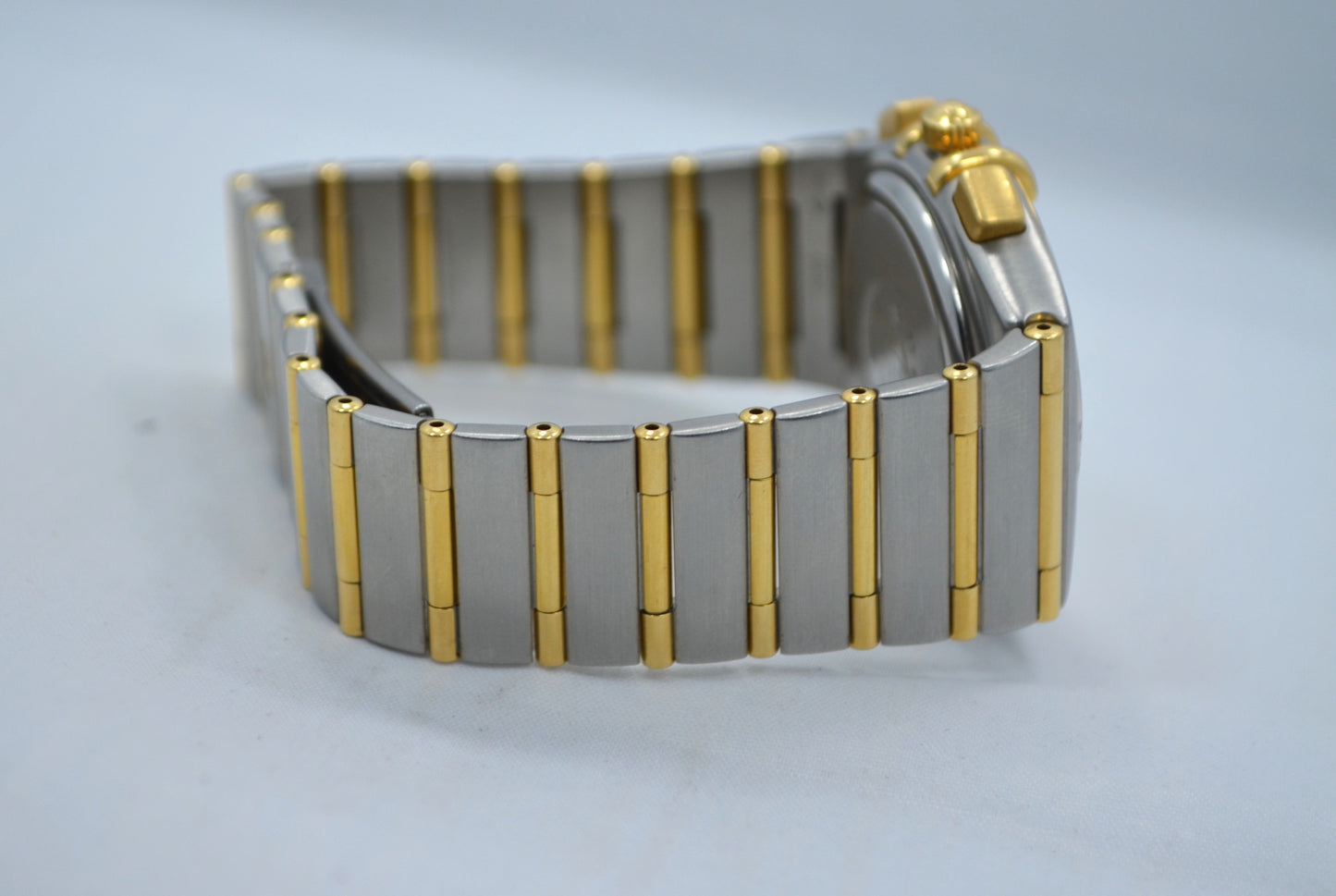 Omega Constellation Two Tone Chronograph Steel 18K Gold Full Bar Quartz Watch - Hashtag Watch Company