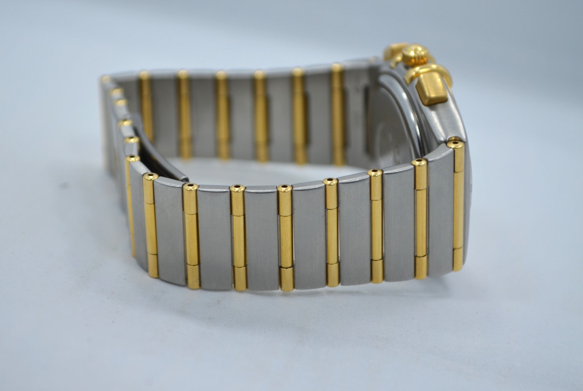 Omega Constellation Two Tone Chronograph Steel 18K Gold Full Bar Quartz Watch - Hashtag Watch Company