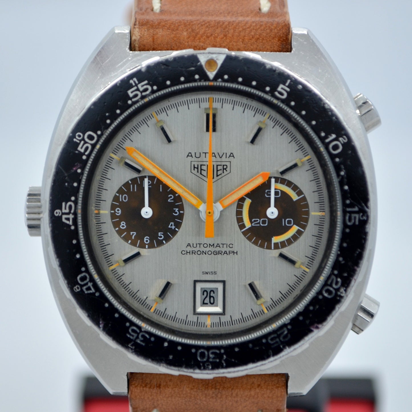 Vintage Heuer Autavia Silver 11630 Chronograph Tropical Cal. 12 Automatic Wristwatch - Hashtag Watch Company