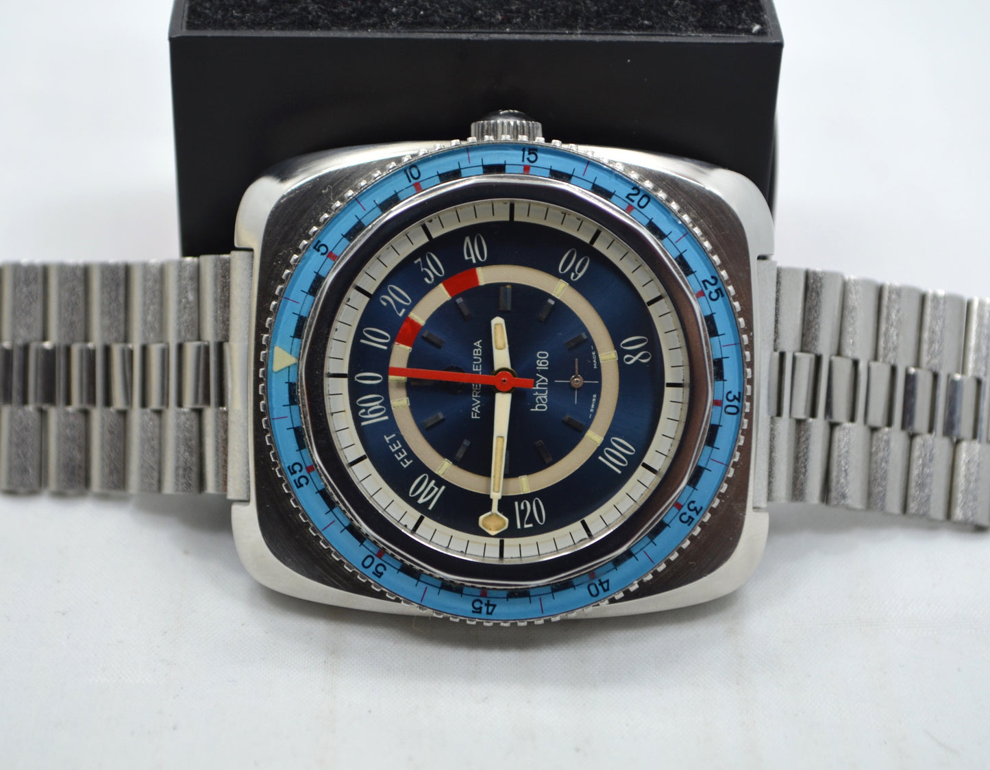 Vintage Favre Leuba Bathy 160 Divers 53253 Blue Steel Wristwatch - Hashtag Watch Company