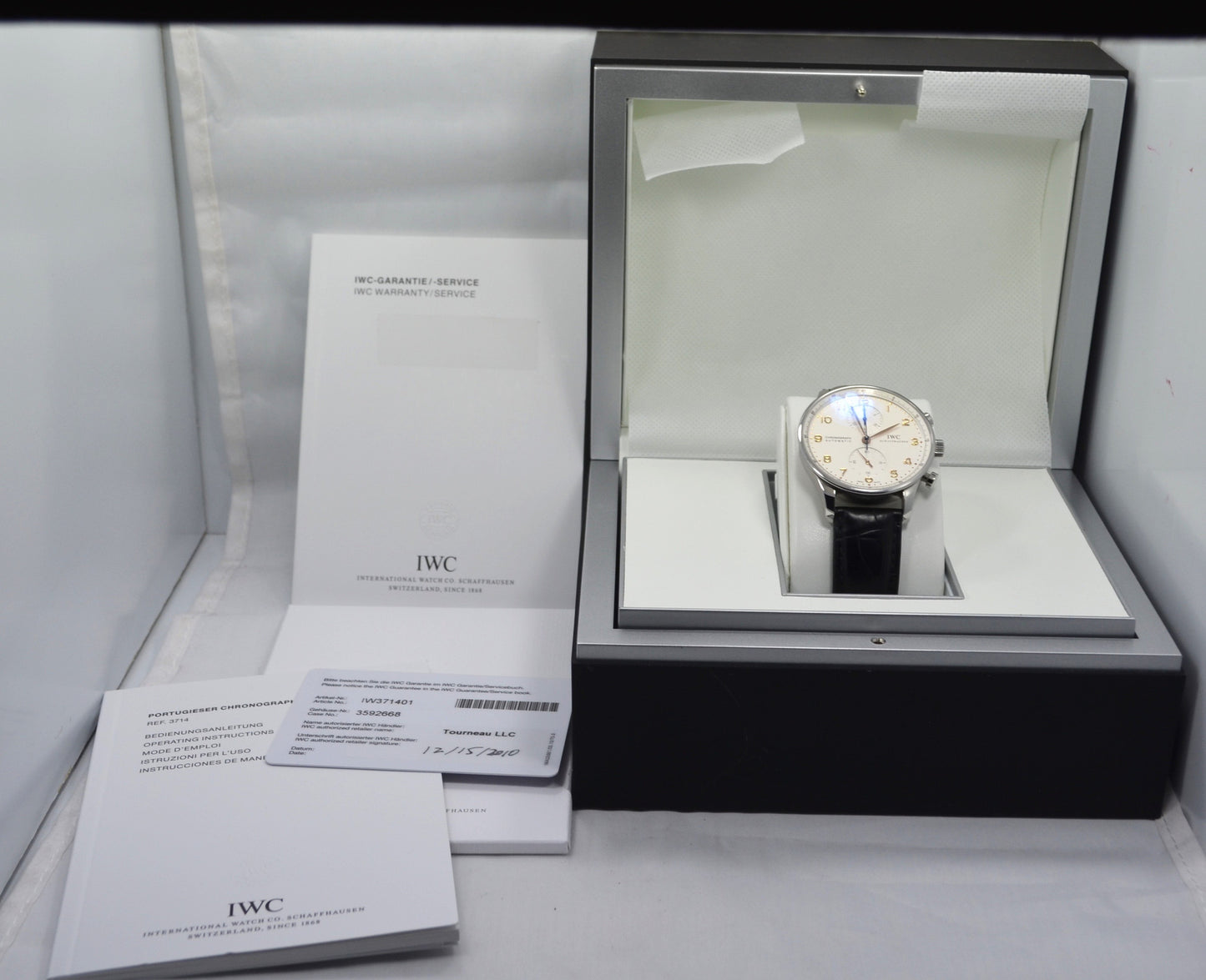 IWC Portugueser IW371401 Steel Chronograph Leather Automatic Wristwatch - Hashtag Watch Company