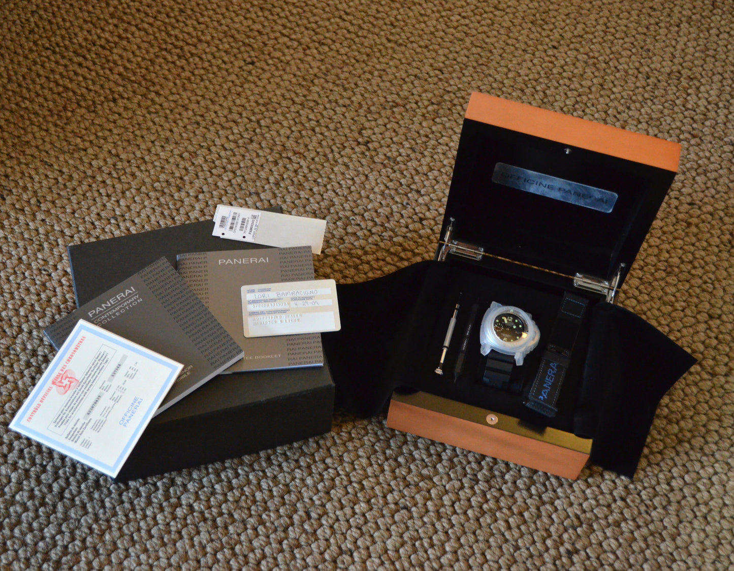 Panerai Luminor Submersible 1000 PAM 243 "K" Steel Auto Wristwatch Box Papers - Hashtag Watch Company