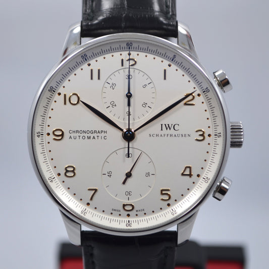 IWC Portugueser IW371401 Steel Chronograph Leather Automatic Wristwatch - Hashtag Watch Company