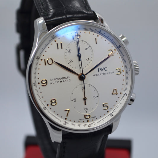 IWC Portugueser IW371401 Steel Chronograph Leather Automatic Wristwatch - Hashtag Watch Company