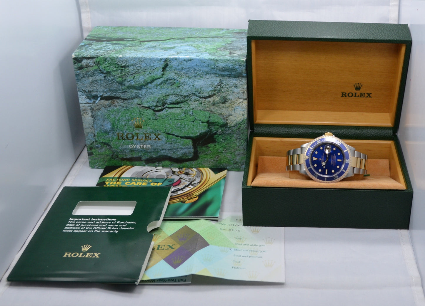 Rolex Submariner 16613 Steel 18K Gold Blue "Y" Serial 2002 Box Papers Watch - Hashtag Watch Company