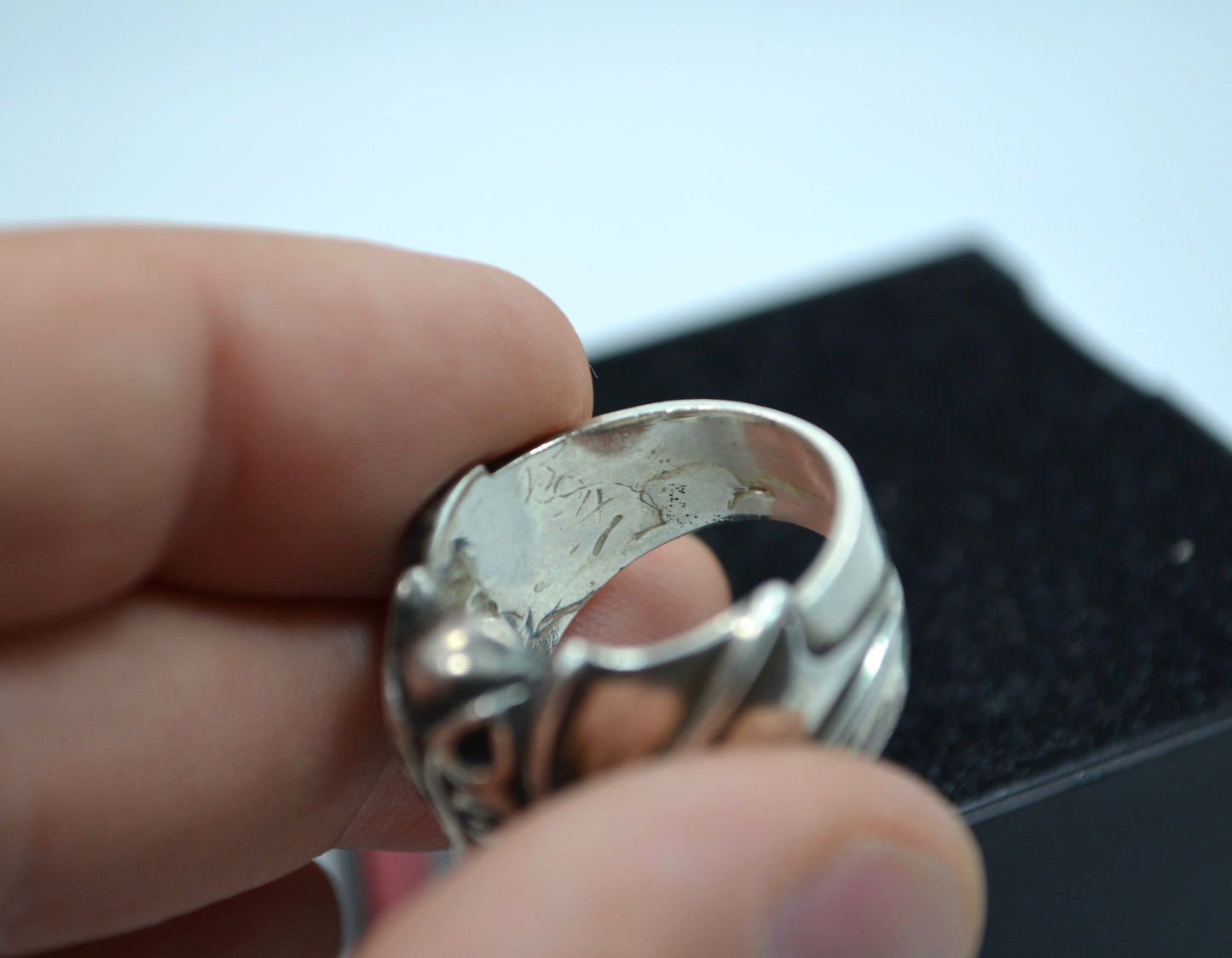 Vintage Large Mens Sterling Silver Flying Bat Smokey Quartz Ring - Hashtag Watch Company