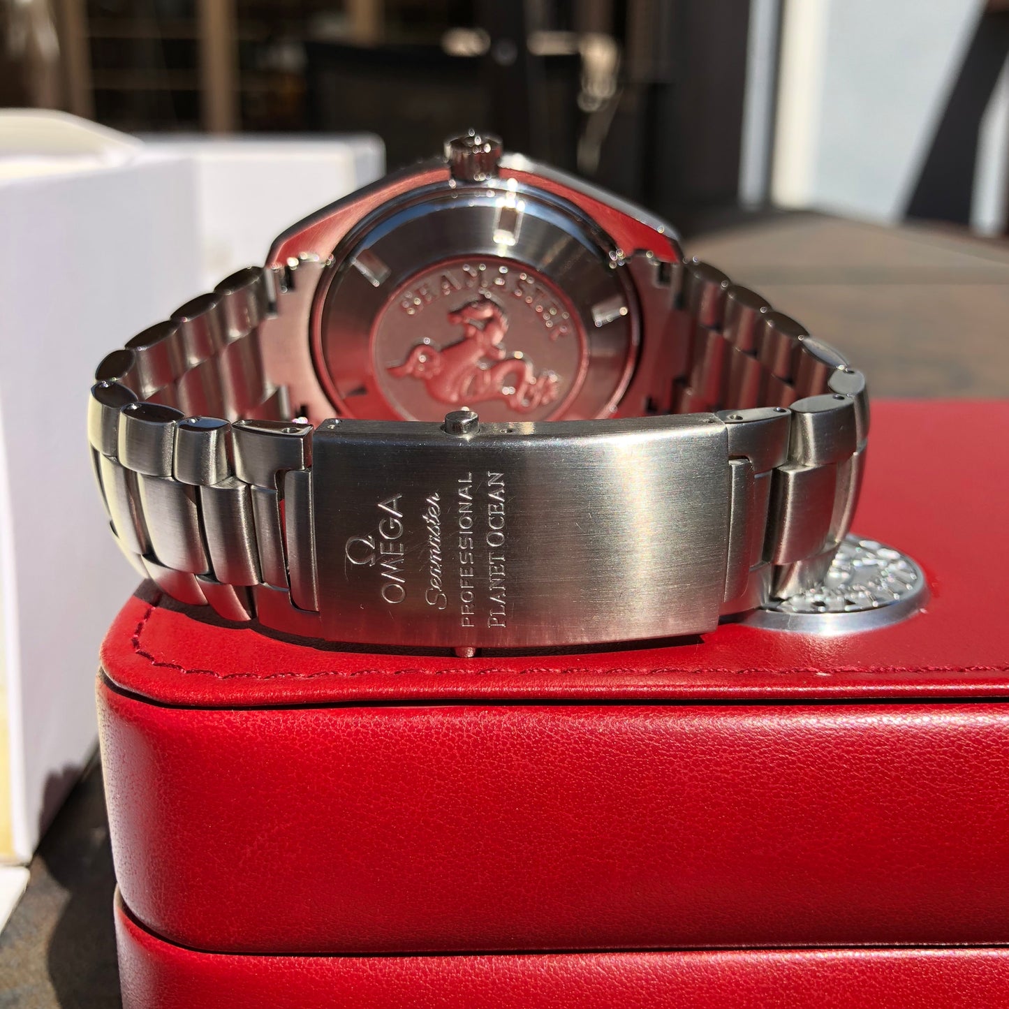 Omega Seamaster 2208.50 Orange Bezel 45.5mm Co-Axial Steel Wristwatch Box & Papers - Hashtag Watch Company