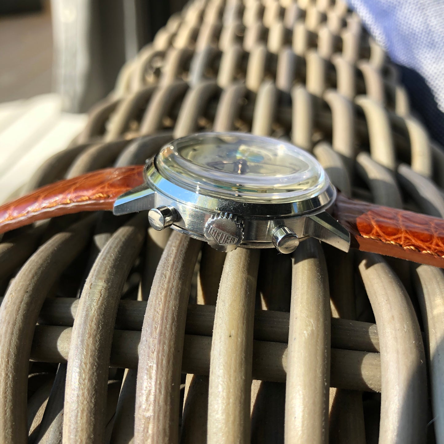 Vintage Abercrombie & Fitch Co. Seafarer 2443 First Execution Heuer Chronograph Valjoux 72 Manual Steel Wristwatch - Hashtag Watch Company