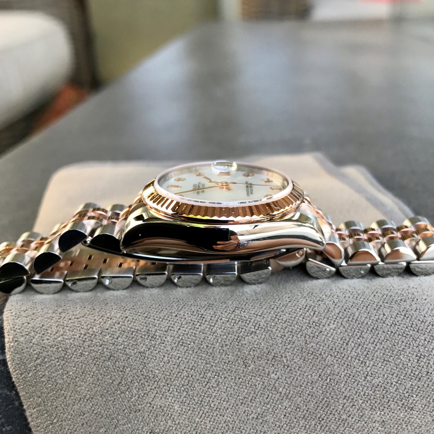 Rolex Datejust 178271 MOP Diamond Dial Midsize Steel Rose Gold Wristwatch Box Papers - Hashtag Watch Company