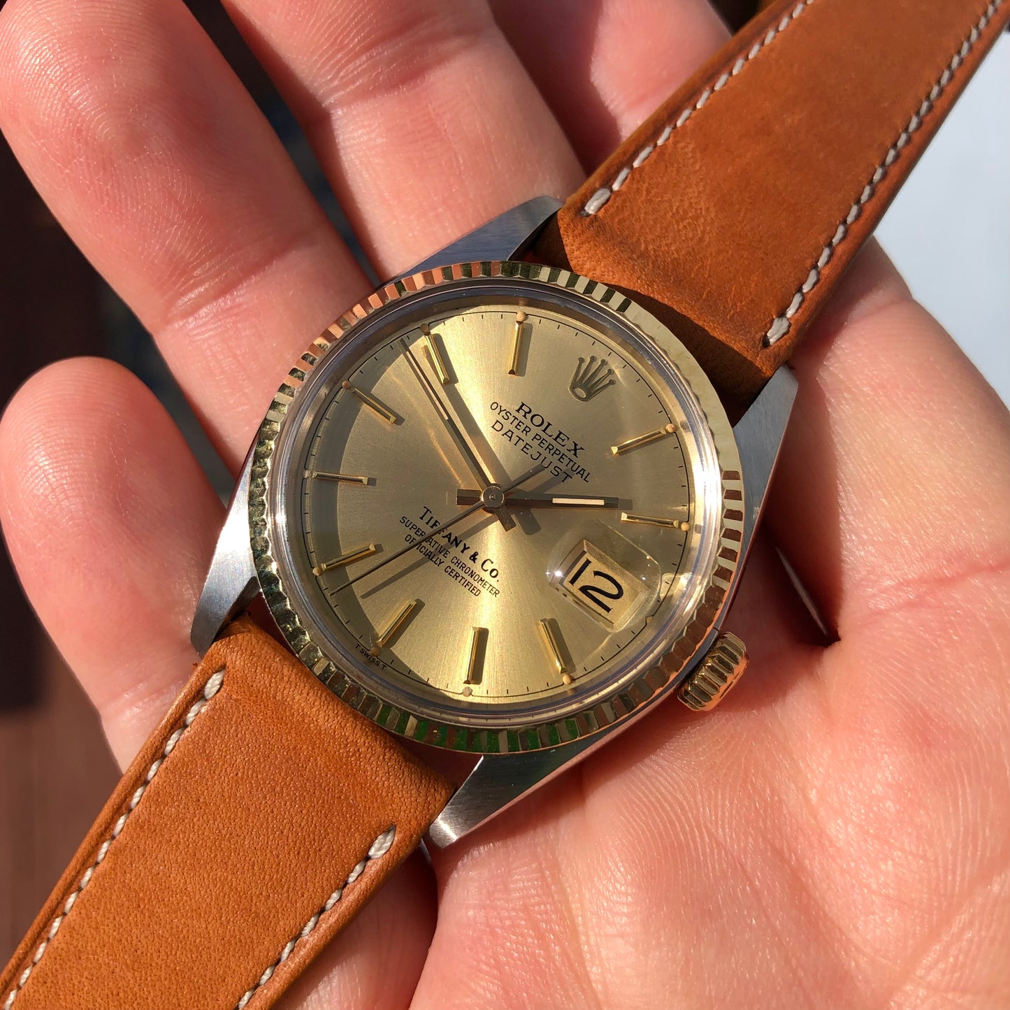 1978 Rolex Datejust 16013 Two Tone Tiffany & Co. Champagne Dial Wristwatch - Hashtag Watch Company