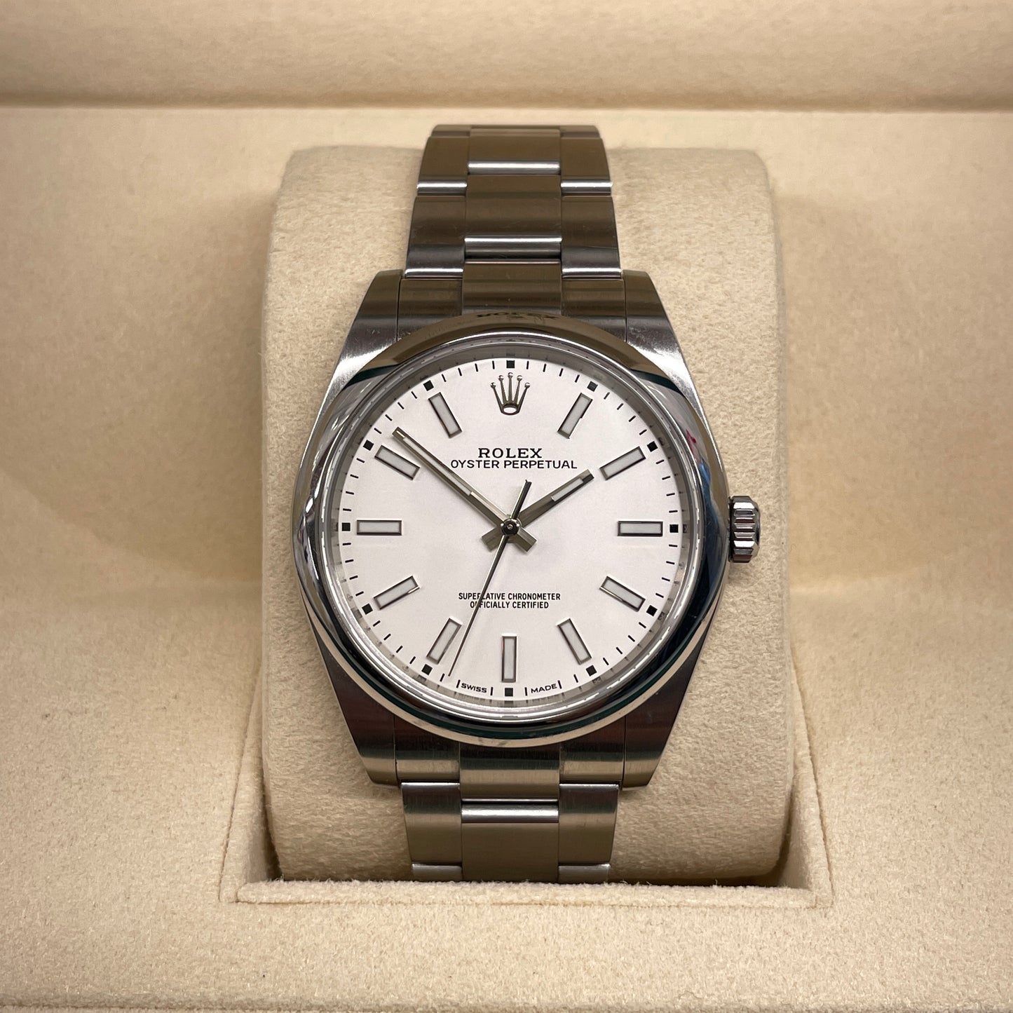 2019 Rolex Oyster Perpetual 114300 White 39mm Stainless Steel Wristwatch Box Papers - Hashtag Watch Company