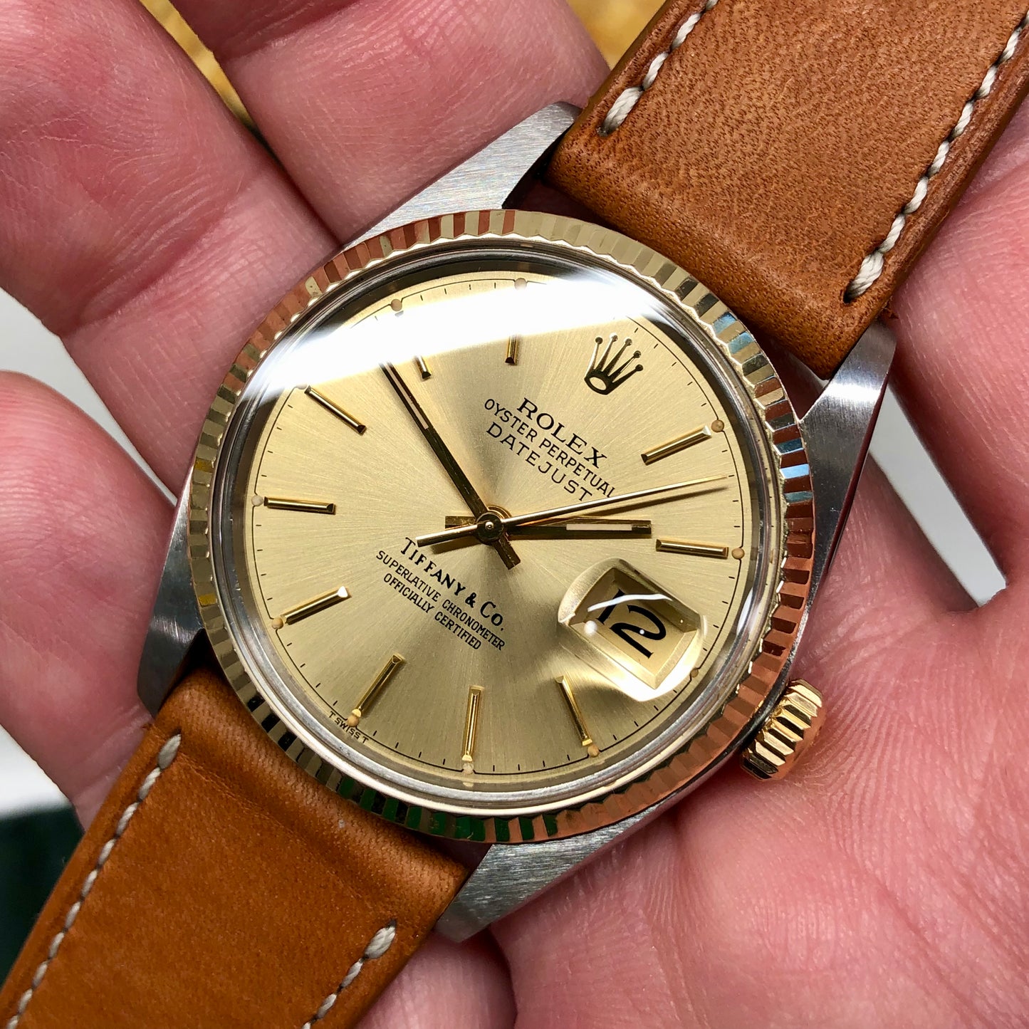 1978 Rolex Datejust 16013 Two Tone Tiffany & Co. Champagne Dial Wristwatch - Hashtag Watch Company