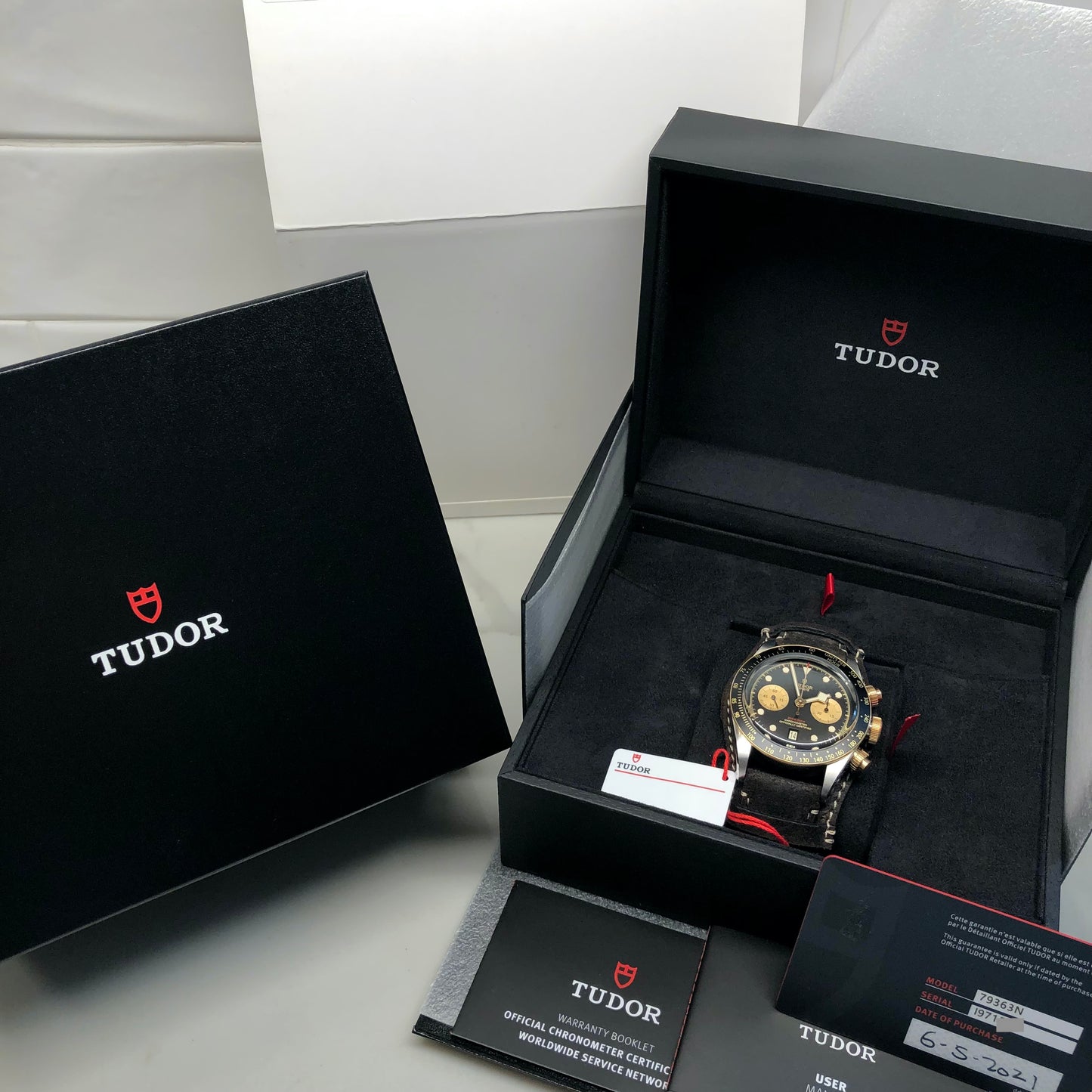 2021 Tudor Heritage Black Bay 79363N Black Two Tone Chronograph Automatic Wristwatch Box Papers - Hashtag Watch Company