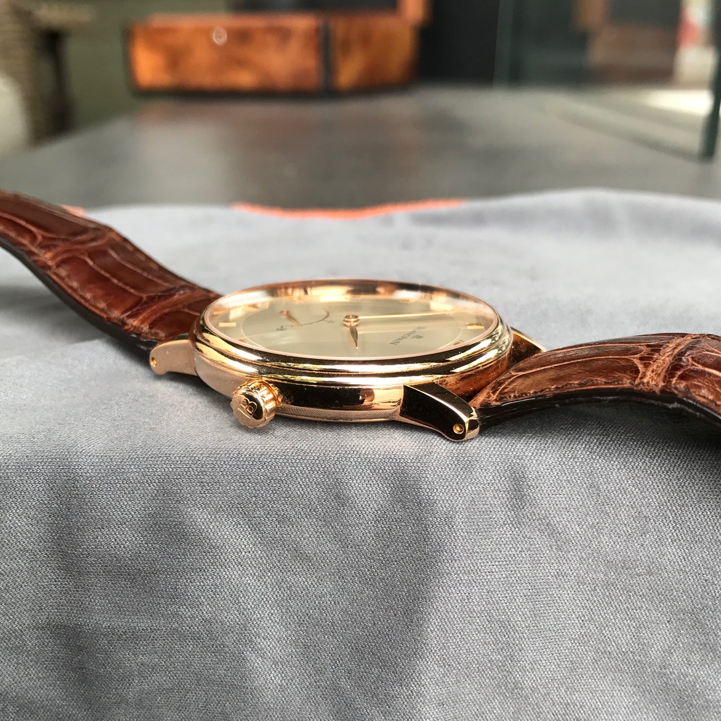 Blancpain Villeret Retrograde Seconds Ultra Slim 4063 18K Rose Gold Leather Automatic Silver Wristwatch - Hashtag Watch Company