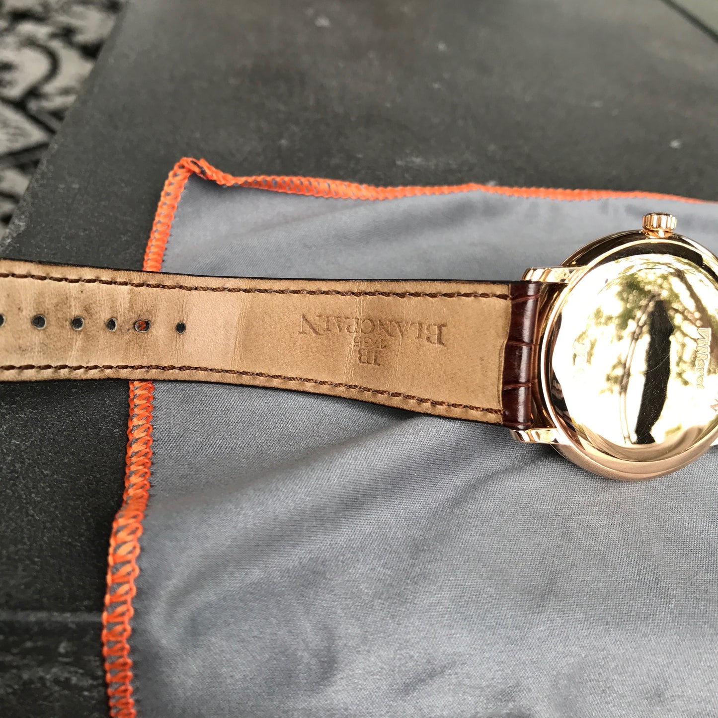 Blancpain Villeret Retrograde Seconds Ultra Slim 4063 18K Rose Gold Leather Automatic Silver Wristwatch - Hashtag Watch Company