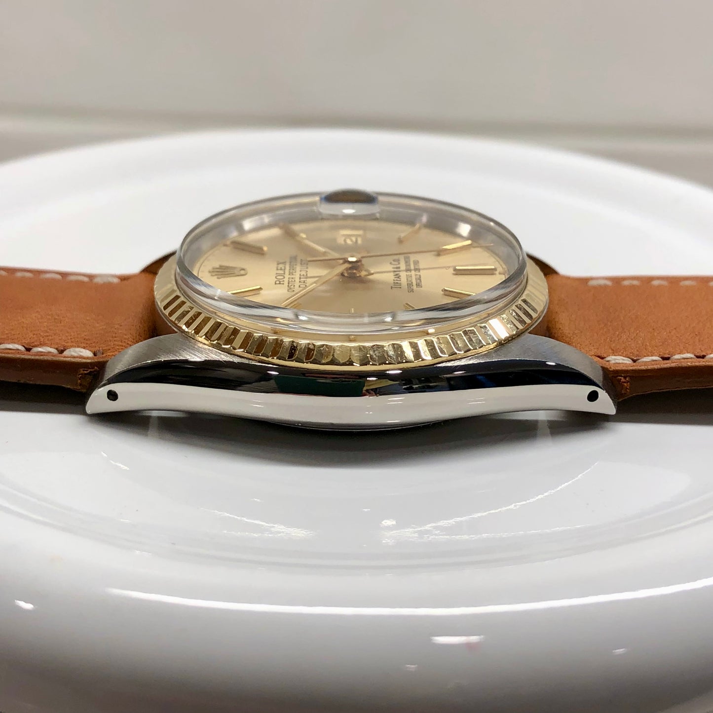 1978 Rolex Datejust 16013 Two Tone Tiffany & Co. Champagne Dial Wristwatch - Hashtag Watch Company