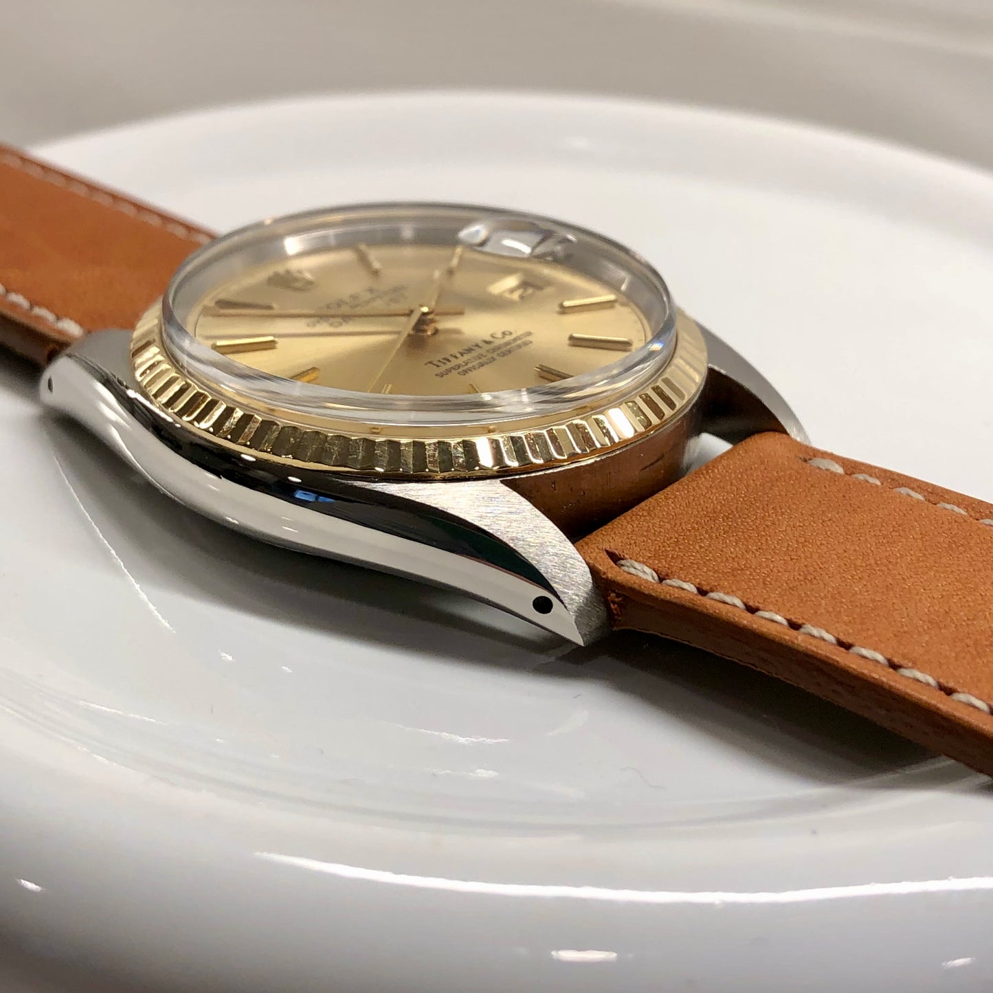 1978 Rolex Datejust 16013 Two Tone Tiffany & Co. Champagne Dial Wristwatch - Hashtag Watch Company