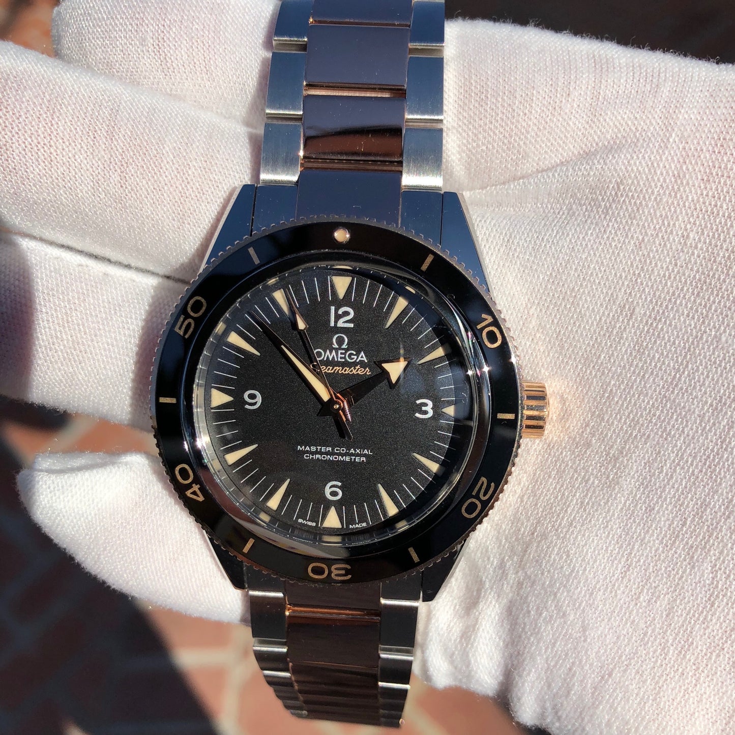 Omega Seamaster 300 Master Co-Axial 41MM 233.20.41.21.01.001 Steel Rose Gold Two Tone Wristwatch Circa 2018 - Hashtag Watch Company