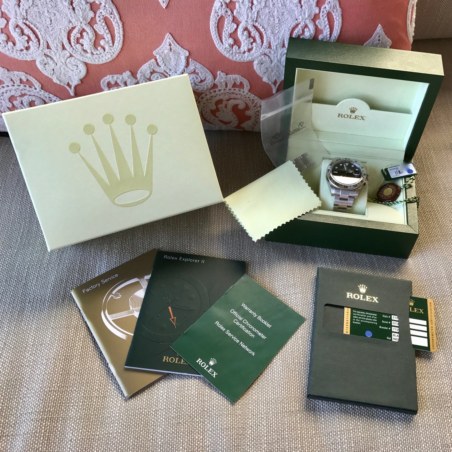 Rolex Explorer II 216570 Stainless Steel GMT Oyster Black Wristwatch Box Papers - Hashtag Watch Company