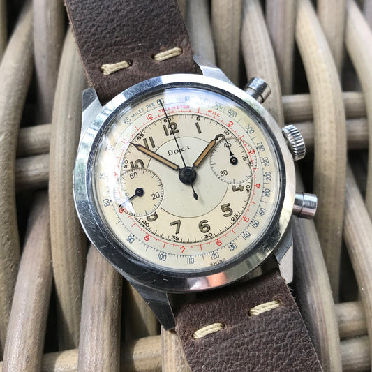 Vintage Doxa Spillman Case Stainless Steel Chronograph Manual 38mm Wristwatch - Hashtag Watch Company