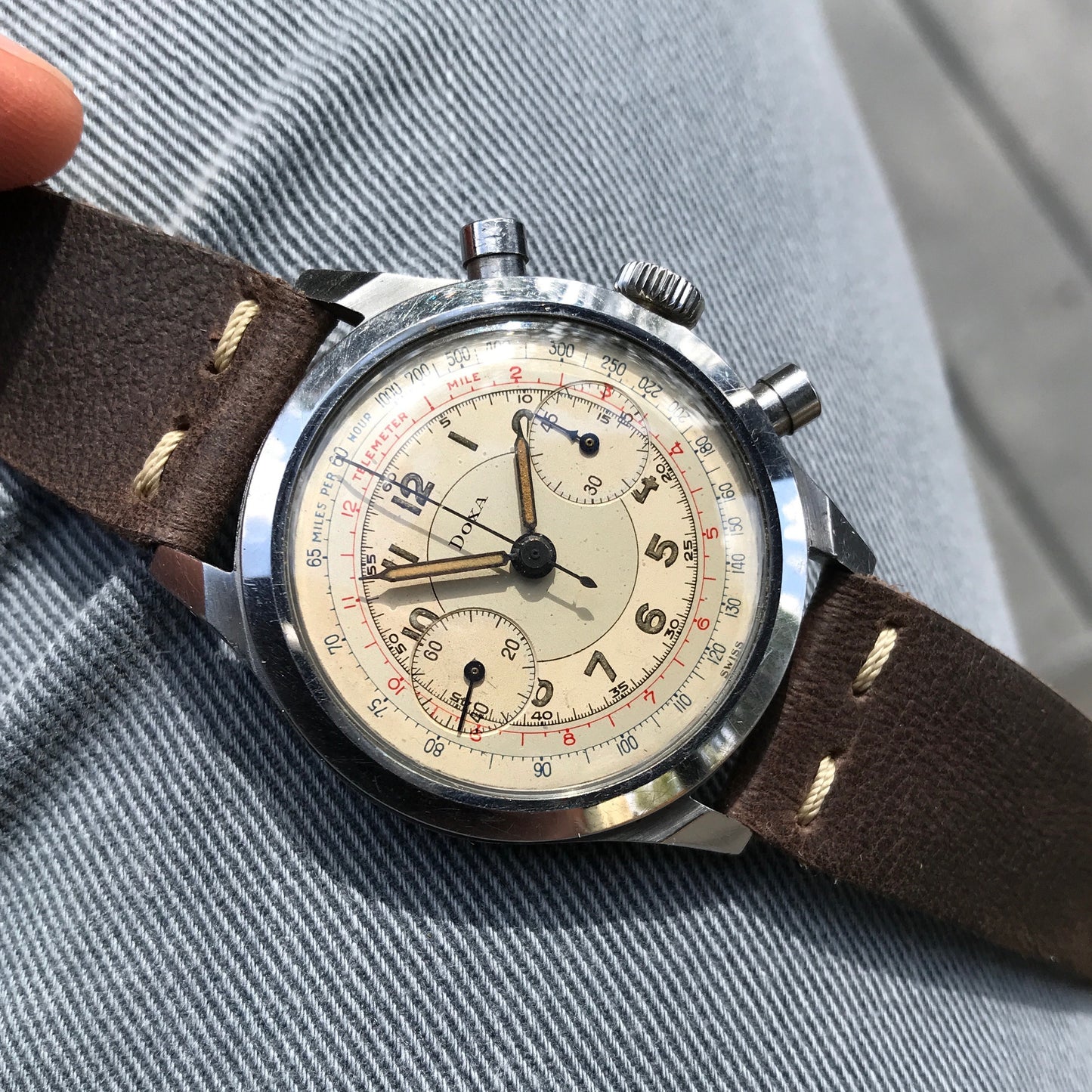 Vintage Doxa Spillman Case Stainless Steel Chronograph Manual 38mm Wristwatch - Hashtag Watch Company