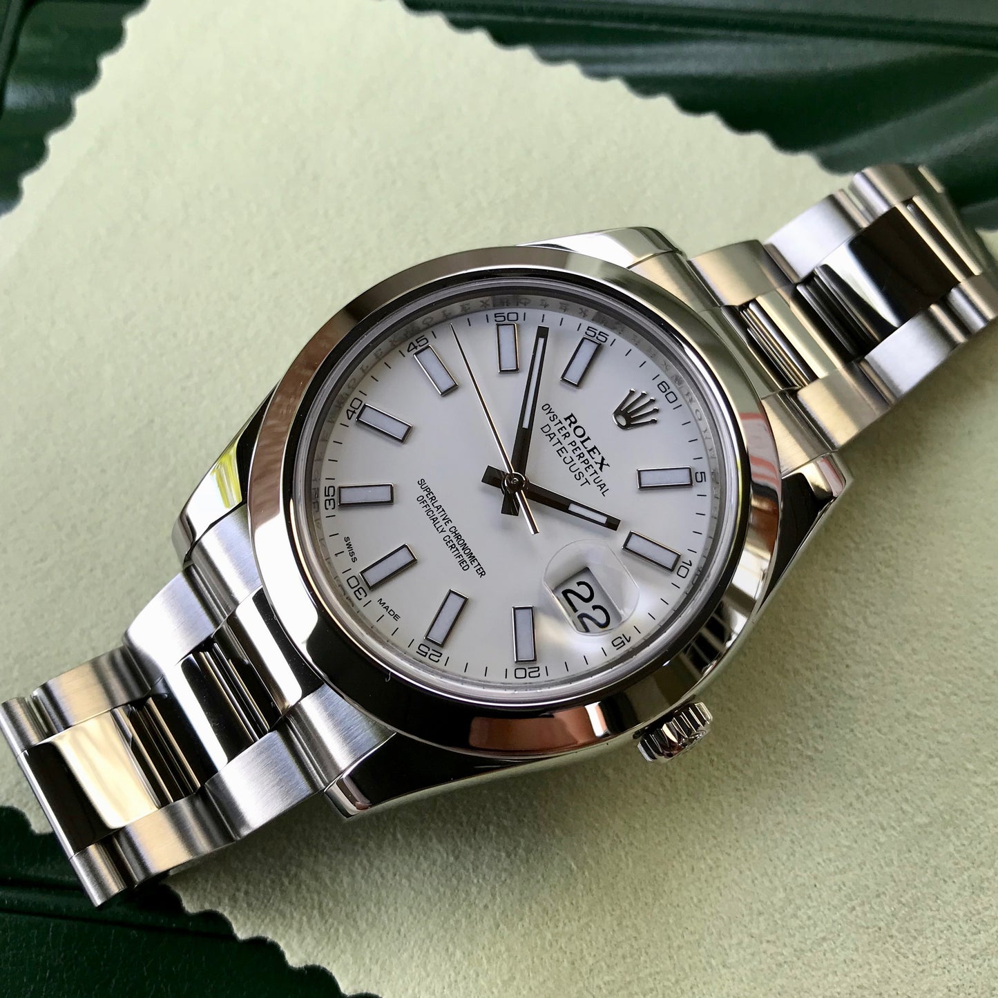 Rolex Datejust II 116300 White Stick 41mm Oyster Automatic Wristwatch Box Papers - Hashtag Watch Company