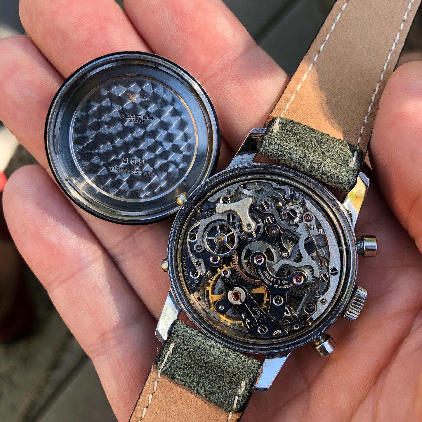 Vintage Gallet MultiChron Astronomic Steel Chronograph Valjoux 88 Triple Date Moonphase Wristwatch - Hashtag Watch Company