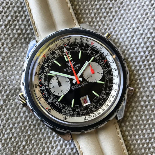 Vintage Breitling Navitimer Chrono-Matic 1806 Stainless Steel Automatic Chronograph Watch 1969 Box & Papers - Hashtag Watch Company