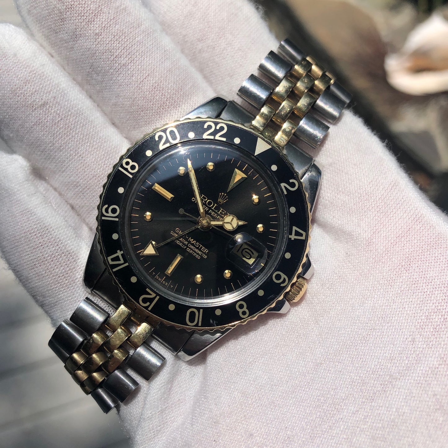 Vintage Rolex GMT MASTER 1675 Black Tiger Eye Nipple Jubilee Bracelet Wristwatch Circa 1978 - Hashtag Watch Company