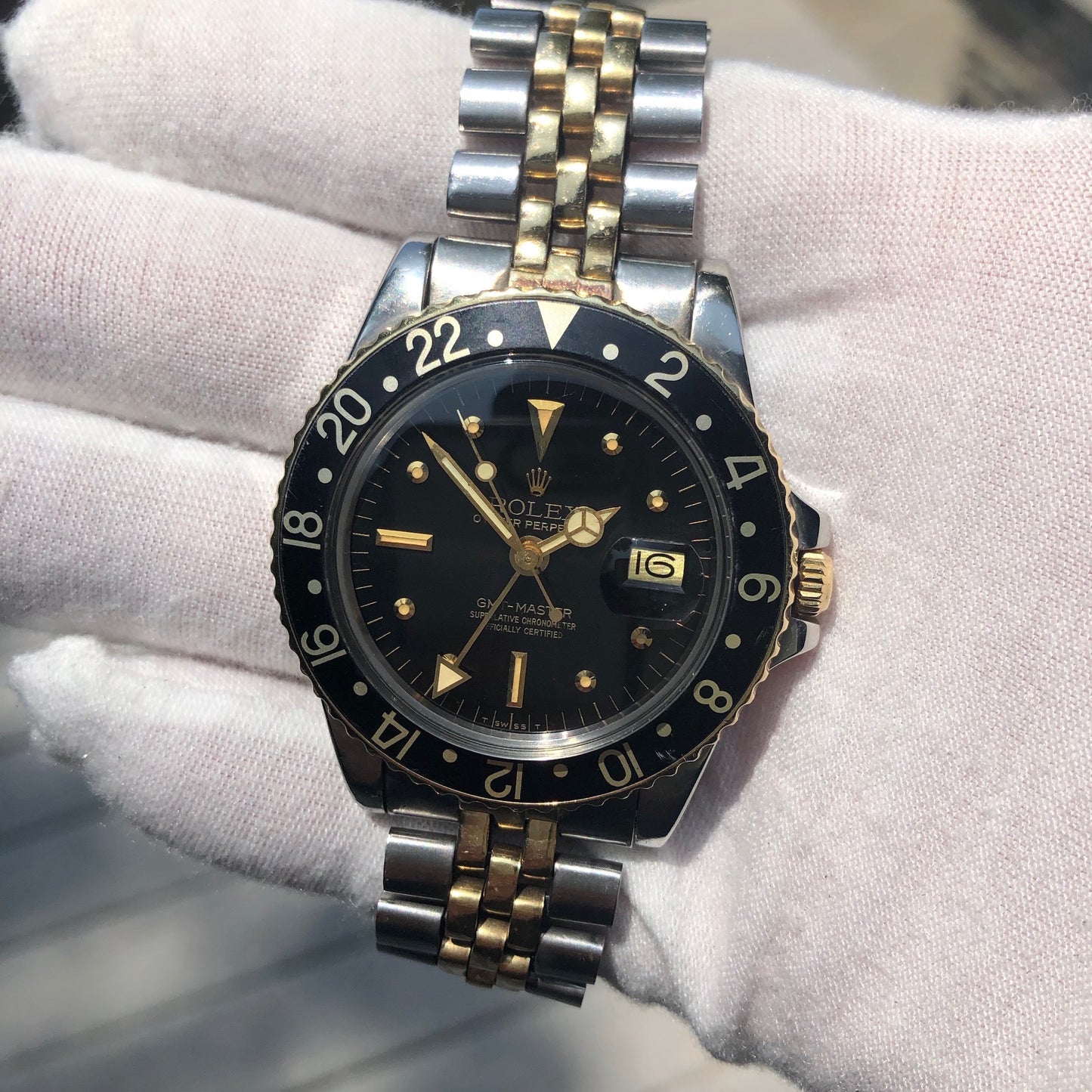Vintage Rolex GMT MASTER 1675 Black Tiger Eye Nipple Jubilee Bracelet Wristwatch Circa 1978 - Hashtag Watch Company