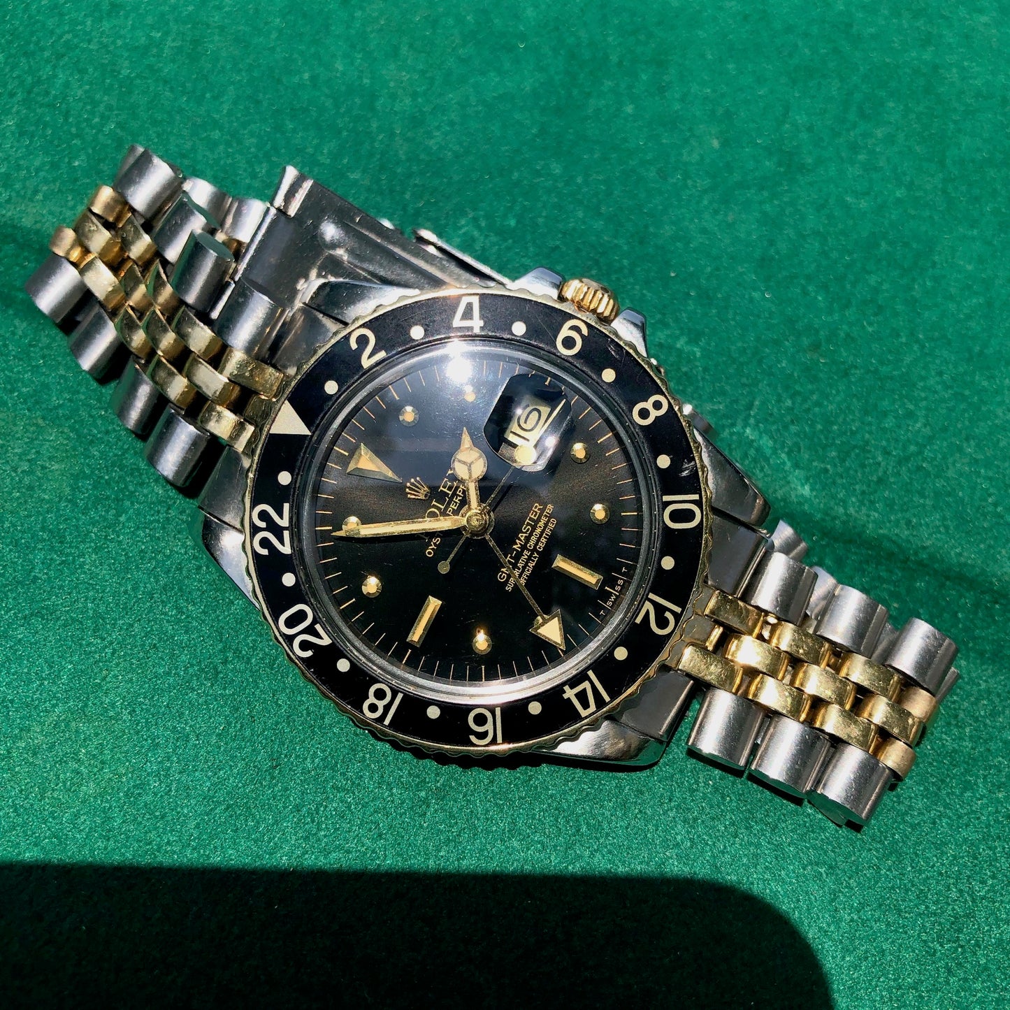 Vintage Rolex GMT MASTER 1675 Black Tiger Eye Nipple Jubilee Bracelet Wristwatch Circa 1978 - Hashtag Watch Company