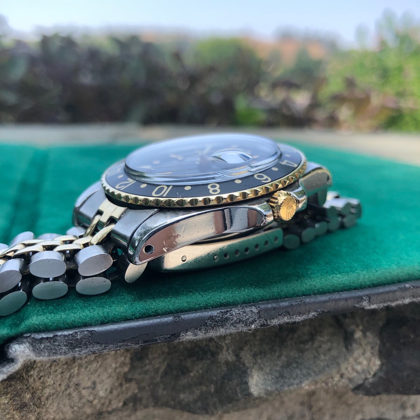 Vintage Rolex GMT MASTER 1675 Black Tiger Eye Nipple Jubilee Bracelet Wristwatch Circa 1978 - Hashtag Watch Company