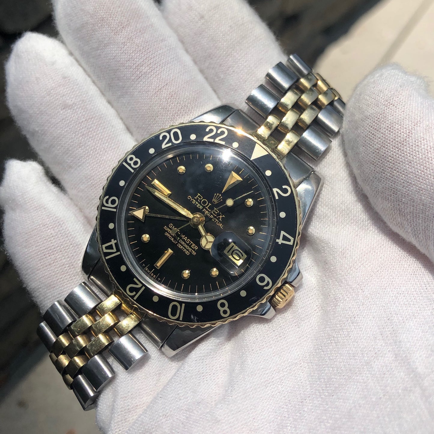 Vintage Rolex GMT MASTER 1675 Black Tiger Eye Nipple Jubilee Bracelet Wristwatch Circa 1978 - Hashtag Watch Company