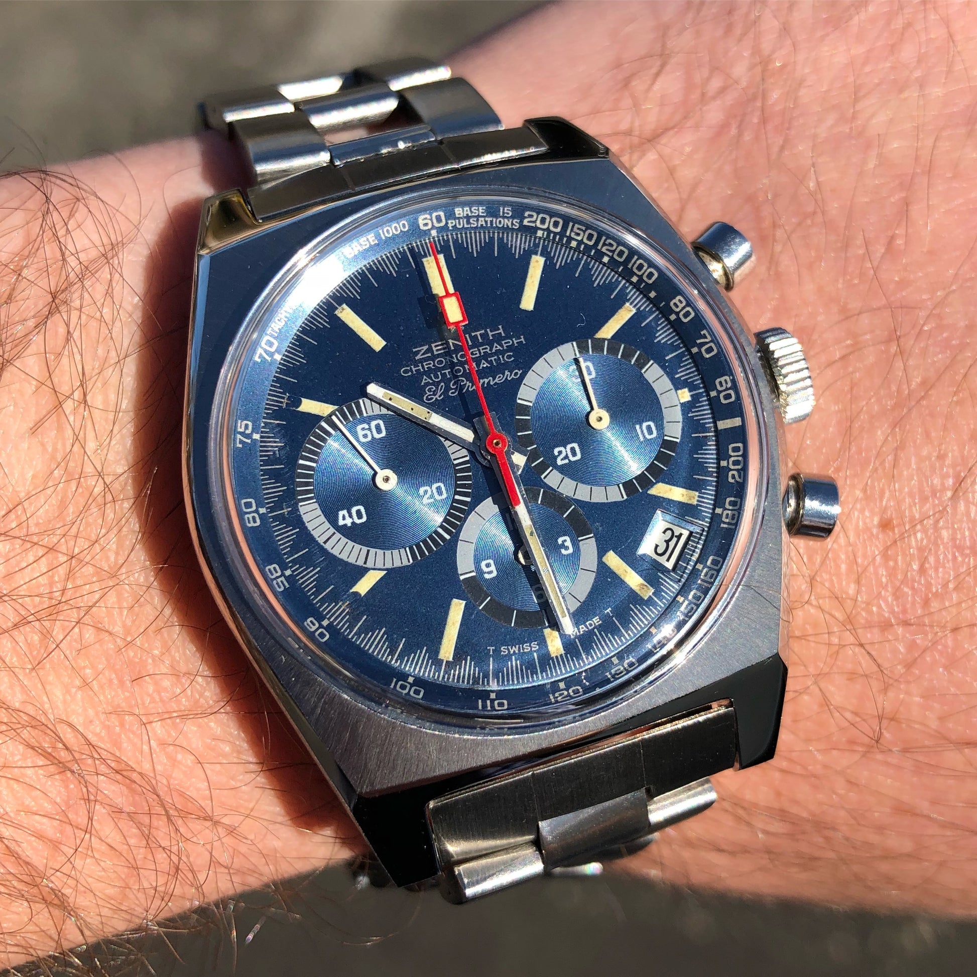 Vintage Zenith El Primero Cover Girl A3818 Steel Chronograph Automatic Gay Freres Wristwatch - Hashtag Watch Company