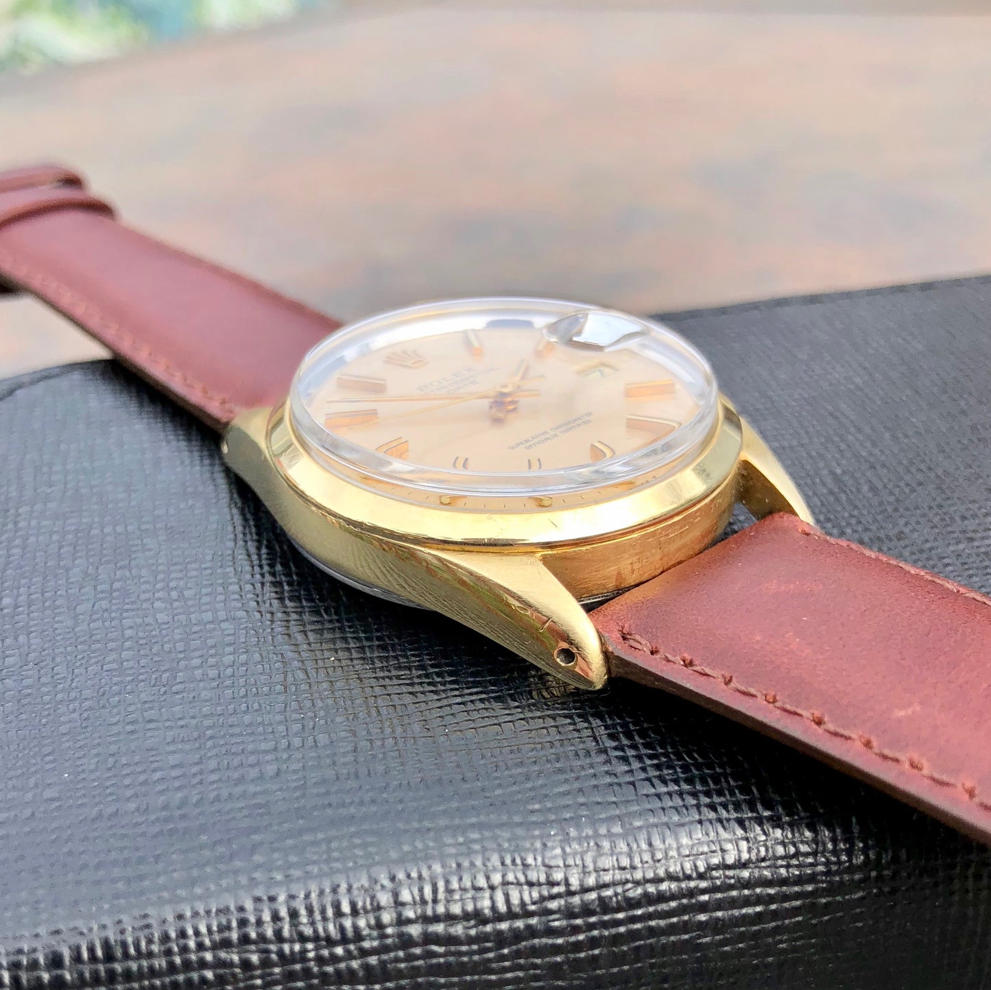 Vintage Rolex Date 1550 14K Gold Capped Steel Oyster Perpetual Cal 1570 Wristwatch Circa 1970 - Hashtag Watch Company