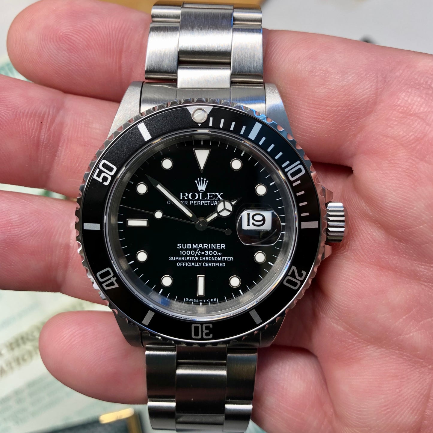 1995 Rolex 16610 Submariner Date Tritium Steel Wristwatch with Box and Papers - Hashtag Watch Company