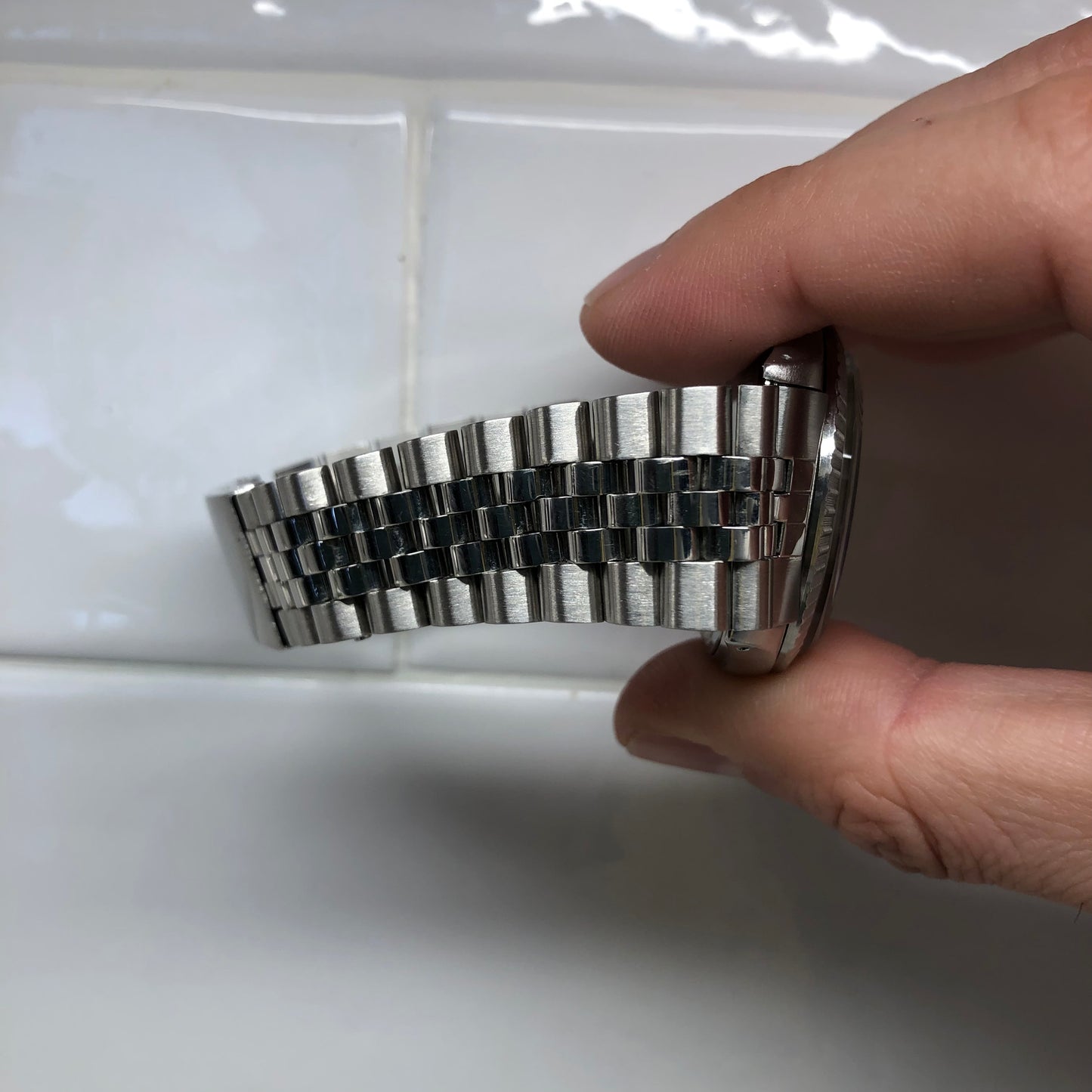 1971 Rolex Datejust 1601 Steel Engine Turned Jubilee Silver Dial Wristwatch Box Papers - Hashtag Watch Co.