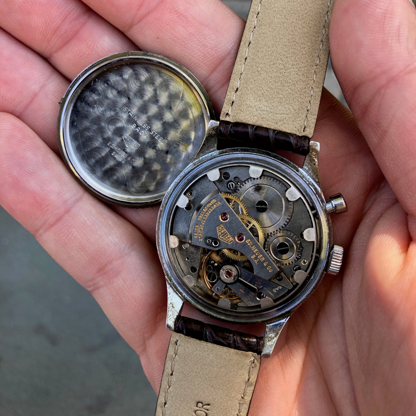 Vintage Heuer Solunar Stainless Steel Chrome Plated Tide Indicator Wristwatch - Hashtag Watch Company