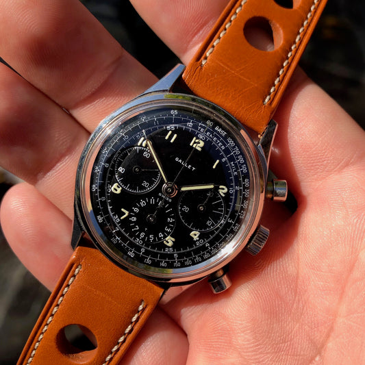 Vintage Gallet Multichron Jim Clark Excelsior Park 40 Steel Chronograph Wristwatch - Hashtag Watch Company