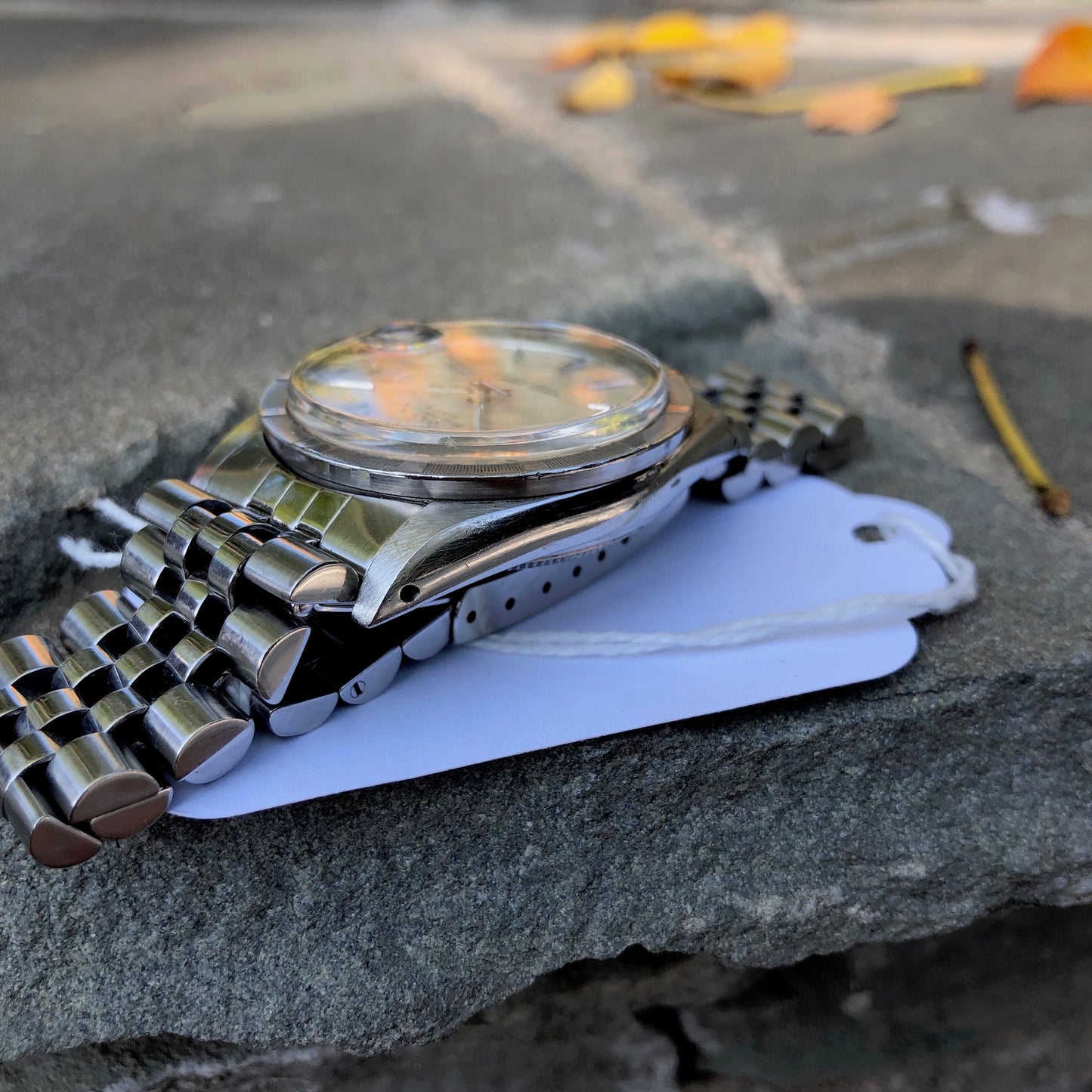 Vintage Rolex Date 15010 Steel Jubilee Cal. 3035 Engine Turn Wristwatch Circa 1985 - Hashtag Watch Company