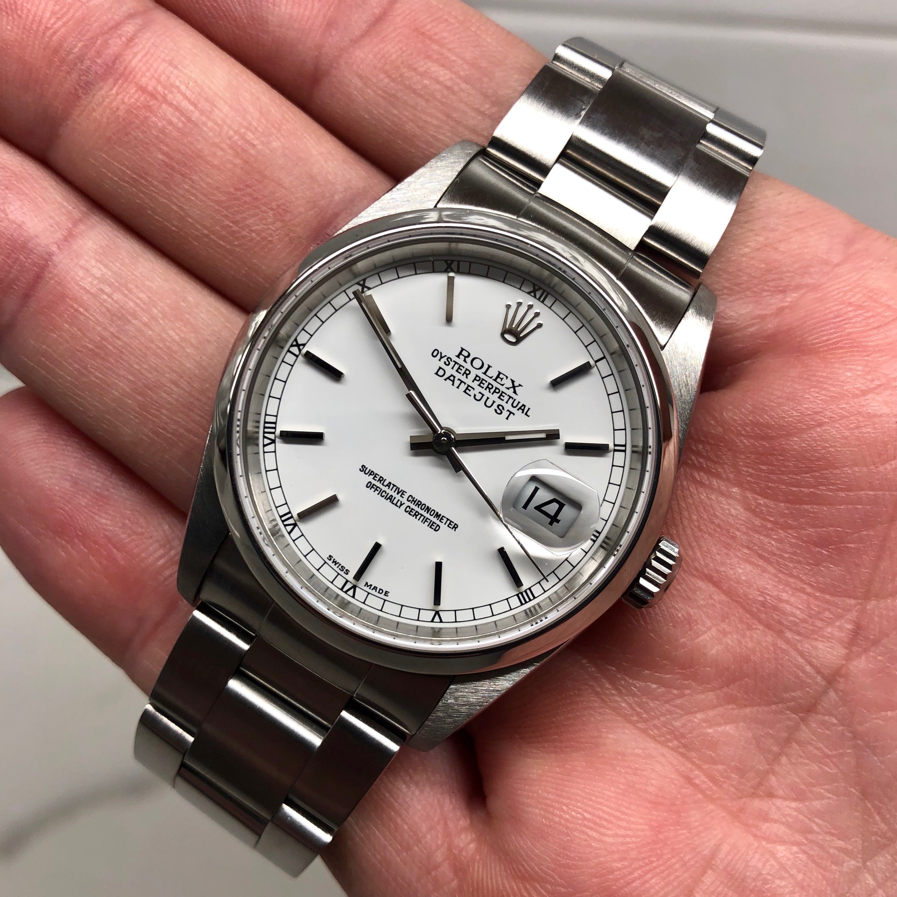 Datejust 16200 Oyster Perpetual White "Y" Serial Wristwatch | HashtagWatchCo