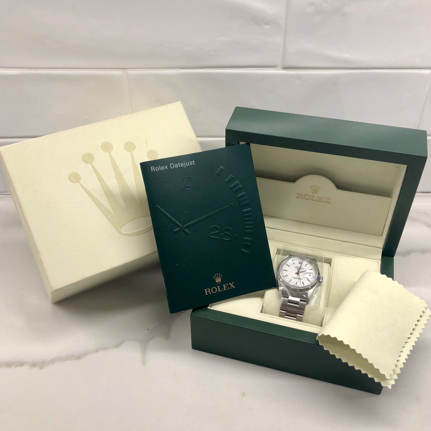 Rolex Datejust 16200 Oyster Perpetual Cal. 3135 White Stick "Y" Serial Wristwatch - Hashtag Watch Company