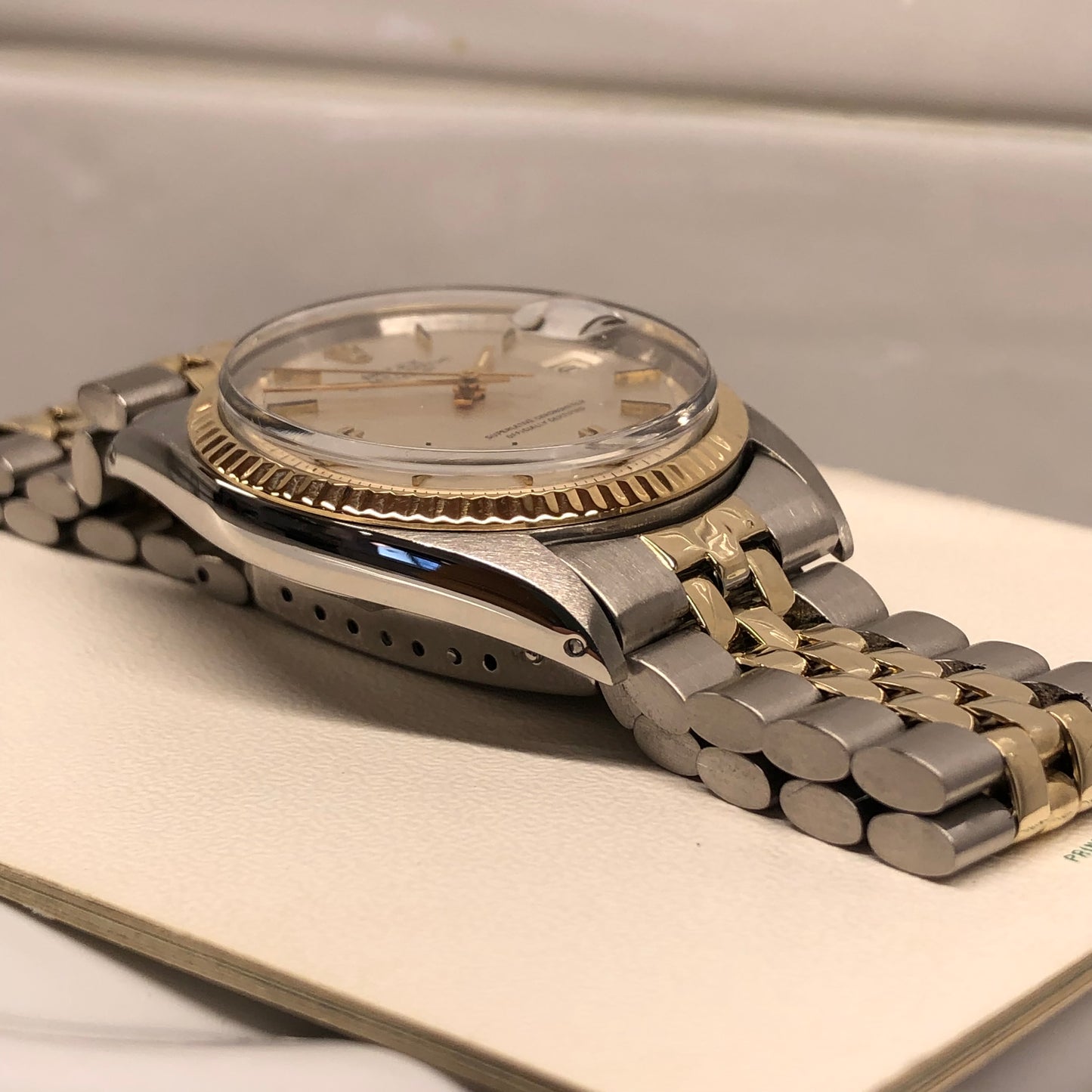 1971 Rolex Datejust 1601 Silver Linen Two Tone Jubilee Automatic Wristwatch with Punched Papers - Hashtag Watch Company