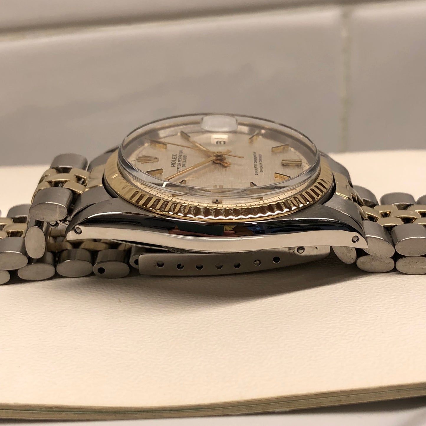 1971 Rolex Datejust 1601 Silver Linen Two Tone Jubilee Automatic Wristwatch with Punched Papers - Hashtag Watch Company